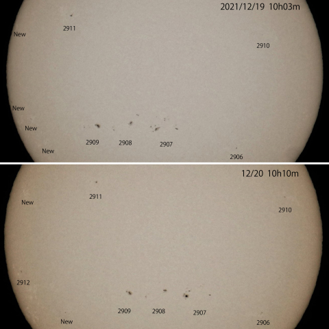 賑やかな太陽面　2021/12/19-20