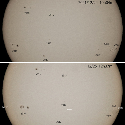 多数の黒点群　2021/12/24-25