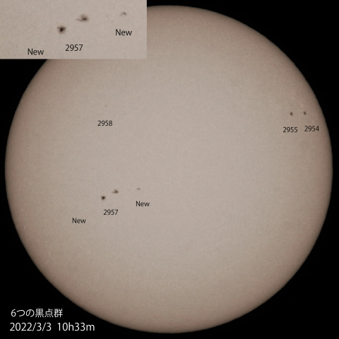 6つの黒点群　2022/3/3