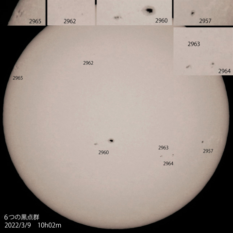 6つの黒点群　2022/3/9