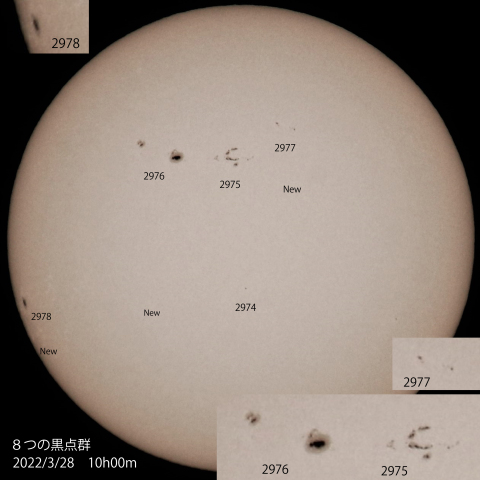 8つの黒点群　2022/3/28