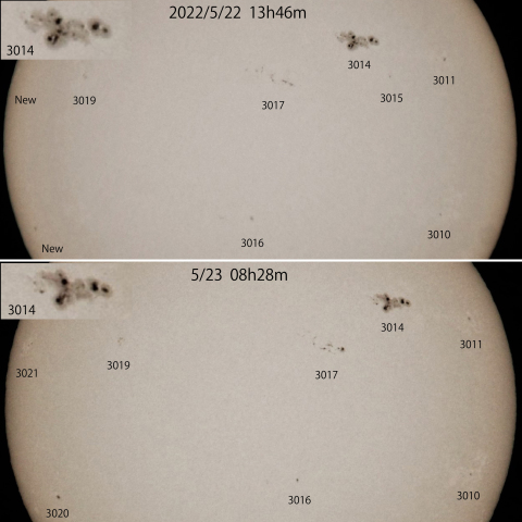 2022/5/22.23の太陽面