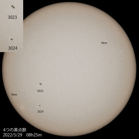 4つの黒点群　2022/5/29
