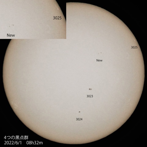 4つの黒点群　2022/6/1