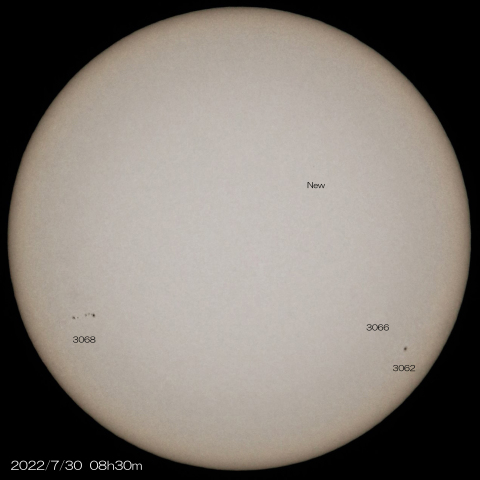 7/30 4つの黒点群