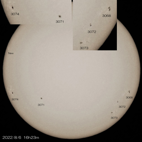 8/6  6つの黒点群