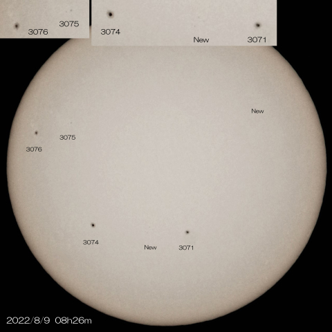 8/9  6つの黒点群