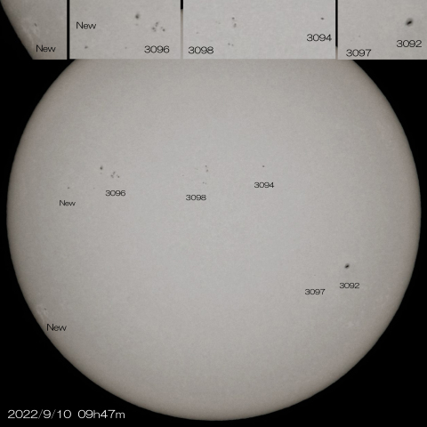 9/10 太陽  7つの黒点群