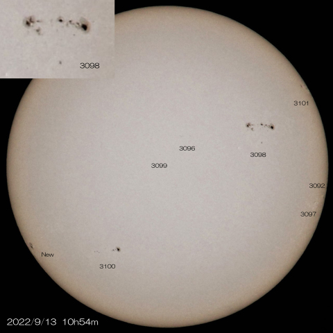 9/13 太陽 8つの黒点群