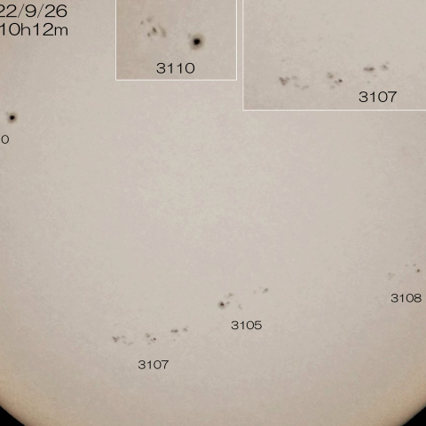 9/26 太陽 5つの黒点群