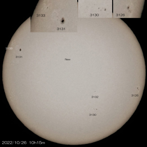 10/26　太陽 6つの黒点群 
