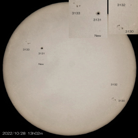 10/28　太陽 5つの黒点群 