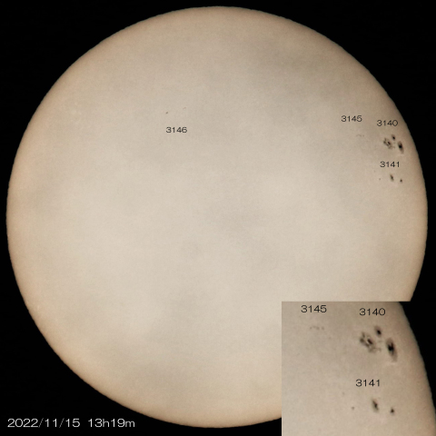 11/15　太陽　4つの黒点群
