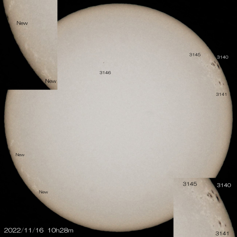 11/16　太陽　6つの黒点群