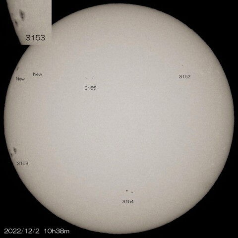 12/02　太陽 6つの黒点群