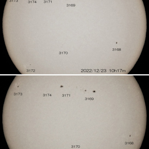 12/23-24　太陽 7つの黒点群