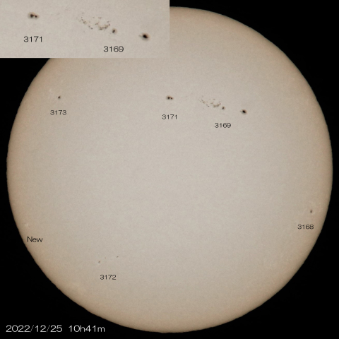 12/25　太陽 6つの黒点群