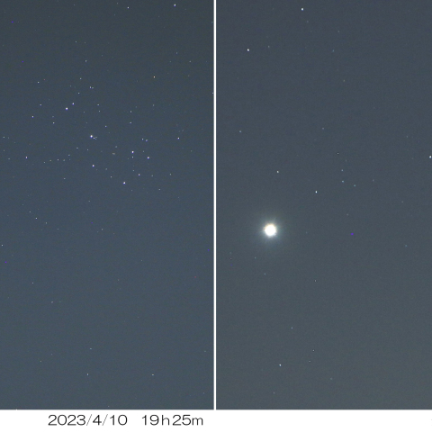2023/4/10～11　金星の動き･M45との接近