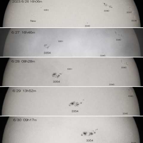 2023/6/26～30の太陽3354群の発達
