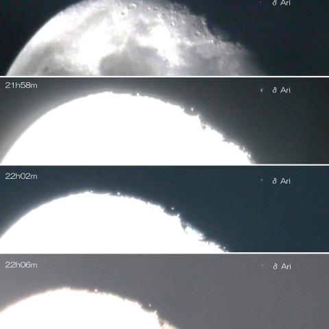 2023/10/2 おひつじ座δ食出現・月が離れて行くようす