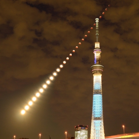 月食とスカイツリー