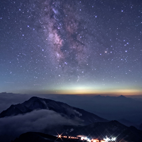 天の川@白馬岳山頂（クロスフィルター使用）