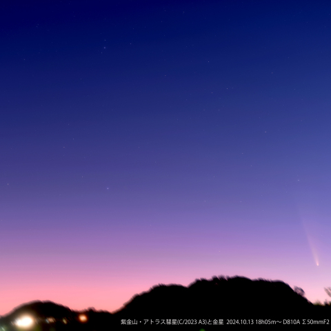 西天の紫金山・アトラス彗星（C/2023 A3）と金星 2024.10.13