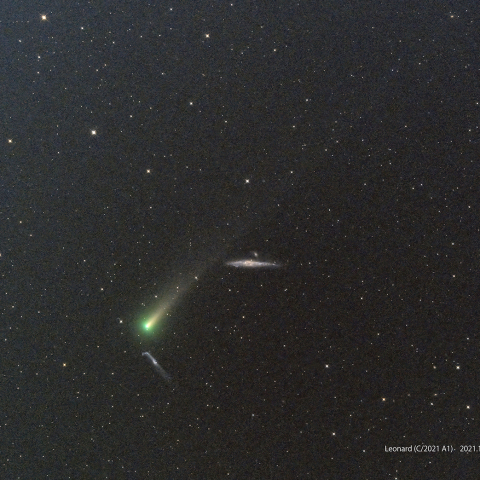 クジラ銀河に大接近したレナード彗星(C/2021 A1)