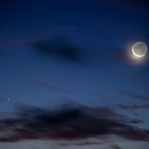 西方最大離角の水星と月