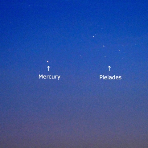水星とプレアデス星団の接近