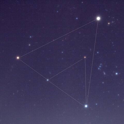 冬の大三角と火星、木星との大大三角12/29