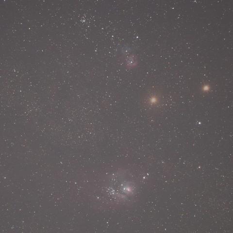 18日と19日の火星と干潟星雲、三裂星雲