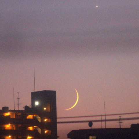 金星と細い月