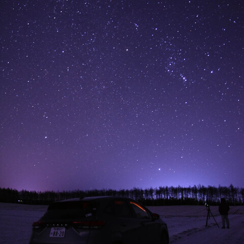 ふたご座流星群の撮影風景 北海道十勝平野で