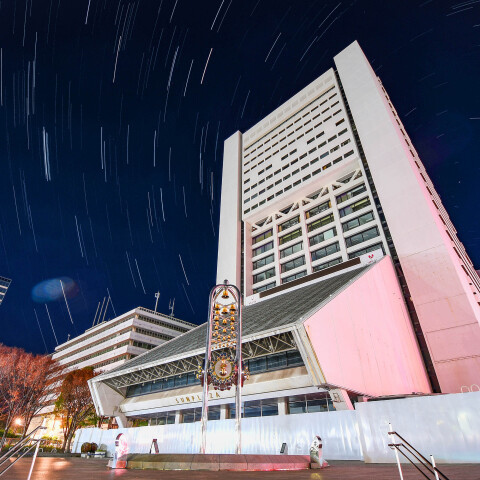 東京・中野サンプラザと北天の日周運動