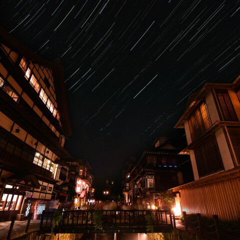 山形県 銀山温泉での星空