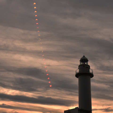 部分日食(2020年6月21日)の連続写真 石垣島で(2-1) 