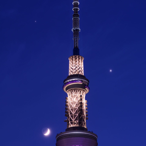 【過去作品】月・金星・木星の競演と東京スカイツリー