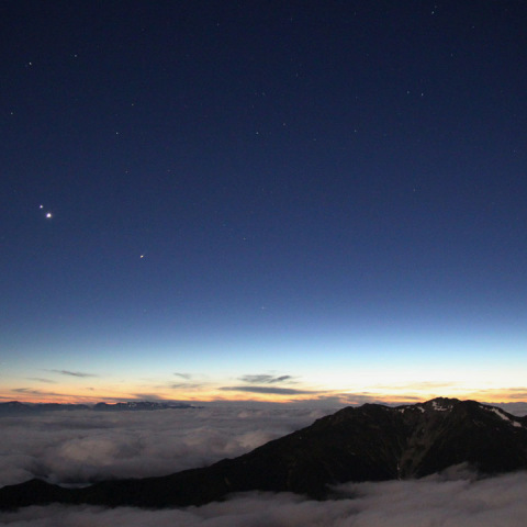 仙丈ヶ岳と金星、木星