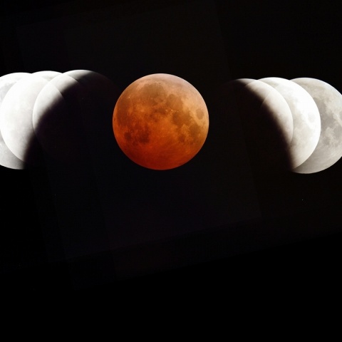 皆既月食と地球の影