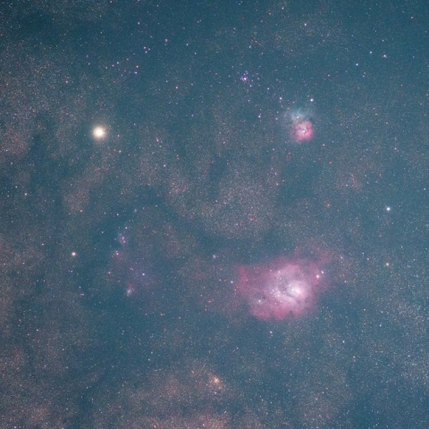 干潟星雲と三裂星雲と土星