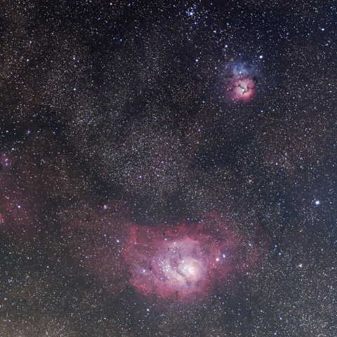 白樺湖での干潟星雲と三裂星雲