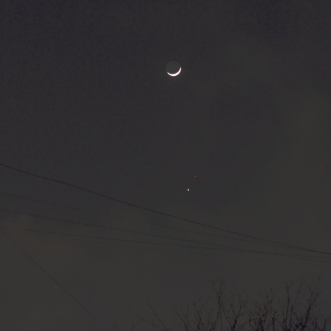 月と金星・火星の接近と工場排煙