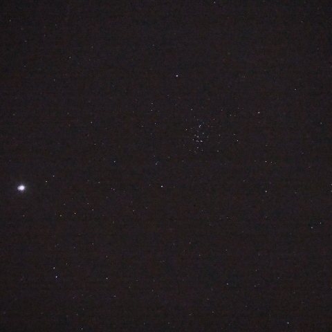 木星とM44プレセペ星団