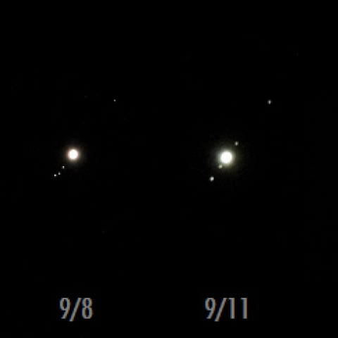 9月の木星とガリレオ衛星