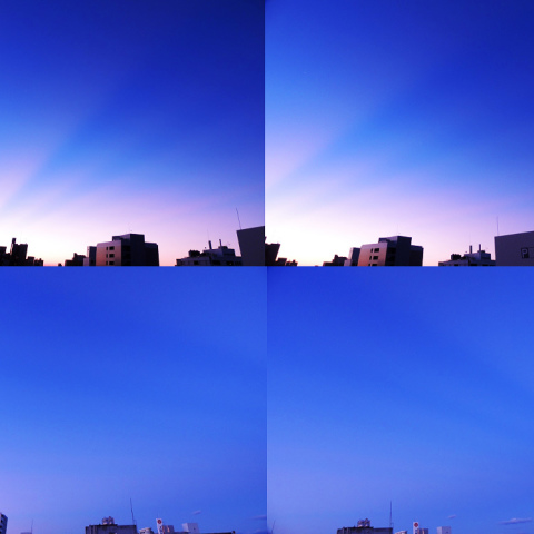 10/1 台風一過の満月と、東西に延びる薄明・反薄明光線