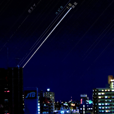 11/27未明　東空に寄り添って昇る金星と土星など(日周運動風)