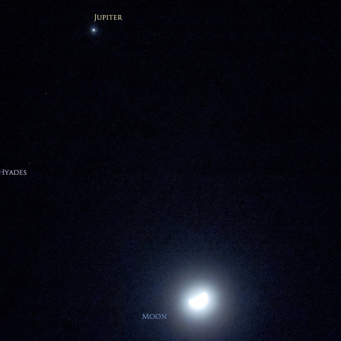 月・木星・アルデバラン・プレアデス4者集合