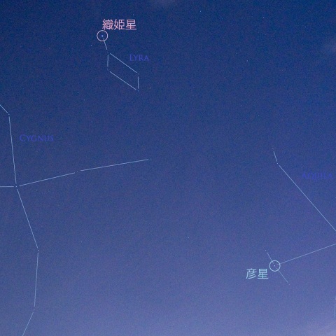 七夕　雲間の織姫星と彦星