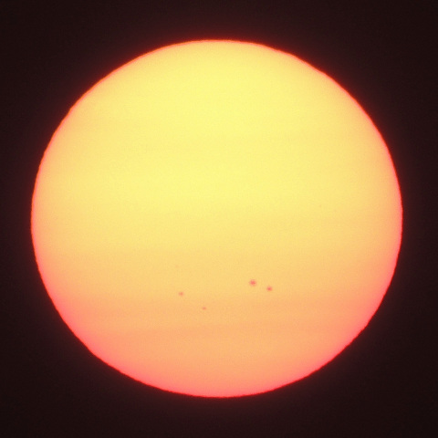 肉眼黒点　日没前の太陽